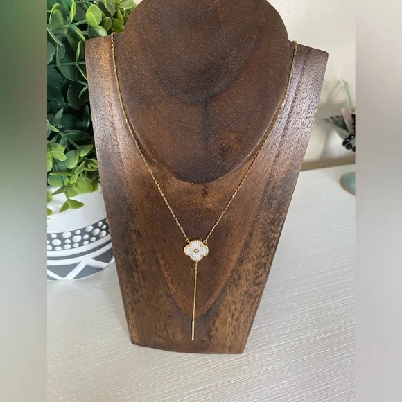 Brand New Rachel Zoe Clover Necklace Cubic Zirconia Gold over Sterling Silver - Picture 1 of 7